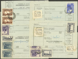 PERU: 6 Fragments (top Part) Of Dispatch Notes Of Parcels Dispatched In Lima In 1938, All With Fantastic Postages, VF Qu - Perú