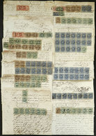 PERU: 19 Old Documents With Over 130 Revenue Stamps, Some With Defects But All The Same Very Interesting Lot For The Spe - Peru