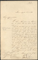 PERU: RARE DOCUMENT: Original Letter Sent To The Postmaster In Lima On 25/AU/1866 With The Following Text: "The Secretar - Perú