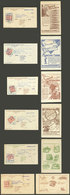 PERU: 26 Telephone Receipts Of 1940s, All With Affixed Revenue Stamps, And On Back Attractive Impressions With Tips And  - Perú