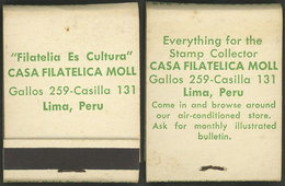 PERU: Advertising Matchbook Of CASA FILATÉLICA MOLL, Circa 1970, Unused, Excellent And Rare! - Sin Clasificación