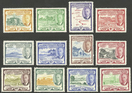 SAINT KITTS: Yvert 121/132, 1952 Complete Set Of 12 Values, Mint Very Lightly Hinged, Very Fine Quality! - St.Christopher-Nevis-Anguilla (...-1980)