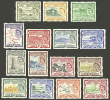 SAINT KITTS: Yvert 134/148, 1954/7 Complete Set Of 15 Values, Mint Very Lightly Hinged, Very Fine Quality! - St.Christopher-Nevis-Anguilla (...-1980)