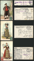 SWITZERLAND: 3 Beautiful Postcards (typical Costumes) Franked With 5c. (2) And 10c., And Sent From MONT-PÉLERIN To Argen - Andere & Zonder Classificatie