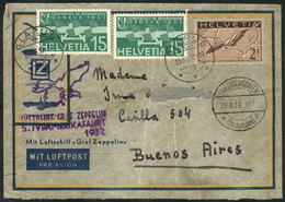 SWITZERLAND: ZEPPELIN: Cover Sent From Glarus To Argentina On 25/AU/1932, With Special Mark Of The Flight And Friedrichs - Autres & Non Classés