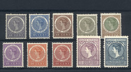 SURINAME: Yvert 48/57, 1904-8 Queen Wilhelmina, Compl. Set Of 10 Values Issued Without Gum, Excellent Quality, Rare! - Surinam