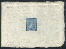 URUGUAY: Yvert 30, 1866 5c. Blue, Die Essay Printed On Thin Paper, Unadopted Design, Superb! - Uruguay