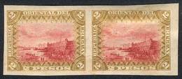 URUGUAY: Yv.129 (Sc.127), 1897 2P. Fort Of Montevideo, Ships, IMPERFORATE PAIR, VF Quality, Rare! - Uruguay