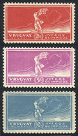 URUGUAY: Yv.281/283, 1924 Football/soccer, Compl. Set Of 3 Values, Mint Very Lightly Hinged, Excellent Quality, Catalog  - Uruguay