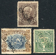 URUGUAY: 3 Old Stamps With VARIETIES: 2 With Double Overprint, And The Other With Inverted Ovpt, VF Quality! - Uruguay