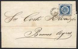 URUGUAY: Folded Cover Franked By Sc.16 (120c. Bold Figures) Of 3 Margins, Sent From Montevideo To Buenos Aires On 24/NO/ - Uruguay