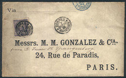 URUGUAY: Cover Franked With 10c. Violet Of 1888 (Sc.72), Sent From Montevideo To Paris On 7/DE/1888, With Genova Transit - Uruguay