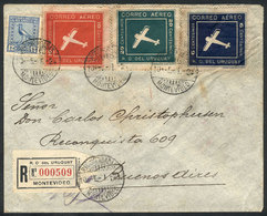 URUGUAY: Airmail Cover Flown Between Montevideo And Buenos Aires On 5/JA/1924, Franked By Sc.C4/6 + Another Value, VF Qu - Uruguay