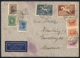 URUGUAY: Airmail Cover Sent From Montevideo To Germany On 21/NO/1938 Via AIR FRANCE, With Transit Backstamp Of LE BOURGU - Uruguay