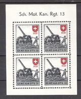 Schweiz Soldatenmarken Artillerie Sch. Mot. Kan. Rgt. 13 */** Sch. Mot. Kan. Bttr. 130 131 132 133 - Vignetten