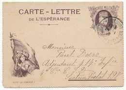 Franchise Militaire - Carte-lettre De L'Espérance - Simili Joffre - Vive La France (Alsacienne) - 1916 - Covers & Documents
