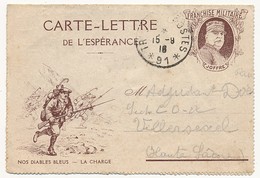 Franchise Militaire - Carte-lettre De L'Espérance - Simili Joffre - Nos Diables Bleus (La Charge) - 1916 - Brieven En Documenten