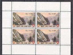 Schweiz Soldatenmarken Grenztruppen Bat. Fr. Car. 227 ** Cp. III/227 - Vignetten