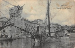 0923 "SAVONA - VIA DI SANTA LUCIA" ANIMATA, BARCHE.  CART  SPED 1912 - Savona