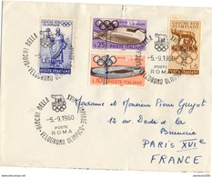 ITALIE YT N° 812 A 815 OBLITERE SUR LETTRE CACHET SPECIAL DU VELODROME OLYMPIQUE THEME JO  VELO - Summer 1960: Rome