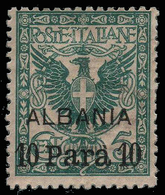 LEVANTE - Albania: Francobollo D' Italia "Floreale" - 10 Para Su 5 C. Verde Azzurro - 1902 - Albanië