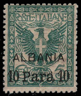 LEVANTE - Albania: Francobollo D' Italia "Floreale" - 10 Para Su 5 C. Verde Azzurro - 1902 - Albania