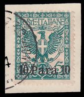 LEVANTE - Albania: Francobollo D' Italia "Floreale" - 10 Para Su 5 C. Verde Azzurro - 1902 / FRAMMENTO - Albanie