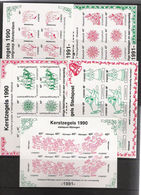 NETHERLANDS  CHRISTMAS 1990 KERSTZEGELS 5 MINI SHEETS  =25 EURO - Personnalized Stamps