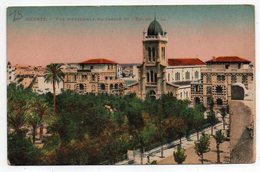 Tunisie--BIZERTE--1937--Vue D'ensemble Du Jardin Et L'église --Carte Colorisée --.........à Saisir - Tunisie