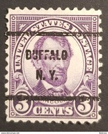 1923, Abraham Lincoln, Buffalo New York, Preoblitere, Precancel, United States Of America, USA, Used - Voorafgestempeld