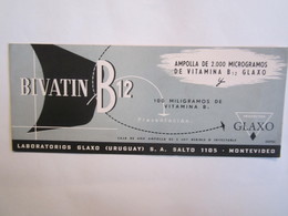 Publicité Buvard Buvards Bivantin B 12 Laboratirios Glaxo Urugay - Produits Ménagers