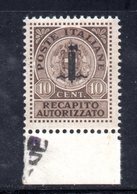 RSI203 - GNR 1944 ,  Recapito Autorizzato 10 Cent Soprastampato  **  MNH. - Autres & Non Classés