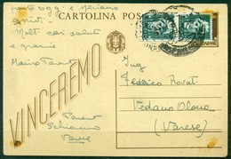 V9432 ITALIA RSI 1944 Cartolina Postale 30 C."Vinceremo", Con Effigie Del Re Ricoperta Da Coppia 15 C.Imperiale, Annullo - Stamped Stationery