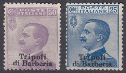 TRIPOLI DI BARBERIA - 1909 - Lotto Di 2 Valori Nuovi Senza Gomma: Unificato 6 E 8. - Sonstige & Ohne Zuordnung