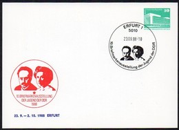 DDR 1988 Privatganzsache  "Briefmarkenausstellung Der Jugend,Erfurt"  Sonderstempel  5010 ERFURT 1 - Privé Postkaarten - Gebruikt