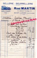 87 - SAINT JUNIEN - RARE FACTURE RENE MARTIN - SELLERIE BOURRELLERIE AUTOMOBILE-VOITURE - 26 BD VICTOR HUGO - 1939 - Artigianato