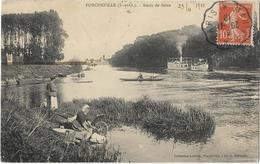 CPA 78 - PORCHEVILLE - BORDS DE SEINE (1910) ( Belle Animation Lavandière Bateau Vapeur) - Porcheville