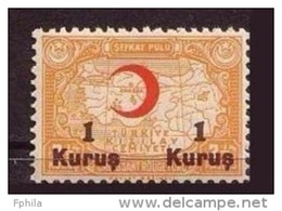 1942 TURKEY TURKISH RED CRESCENT SOCIETY "KIZILAY" SURCHARGED CHARITY STAMP MH * - Charity Stamps