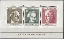 Germania 1969 Sc. 1007 Marie-Elisabeth Luders - Juchacz - Helene Weber Sheet Nuovo MNH Germany Giorno Mamma - Día De La Madre