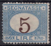 Italy 1870 Porto Segnatasse Sassone#13 Mi#13, 5 Lire, Mint Hinged - Strafport
