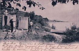 St Aubin, Rives Du Lac, Barque Pêcheurs Et Filets (646 C) - Saint-Aubin/Sauges