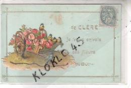 37 De CLERE Je Vous Envoie Ces Fleurs ( Indre Et Loire ) - Ajouti Charrette Roses Hirondelles ... - CPA  Généalogie - Cléré-les-Pins