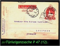 TURKEY ,EARLY OTTOMAN SPECIALIZED FOR SPECIALIST, SEE...Ganzsache Mi. Nr. P 47 Nach Leipzig - Covers & Documents