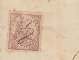 DER-120 CUBA SPAIN ESPAÑA (LG1626) DERECHO JUDICIAL REVENUE 1867. 50c. PAPEL SELLADO POBRES. - Postage Due