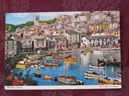 Great Britain 1968 Postcard " Brixham Church Harbour " (Torbay Slogan) To England - Machin Stamp 3d - Boats - Unclassified