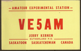 CANADA 1957 QSL Ham Radio Card VE5AM U ZZ2222 - Saskatoon