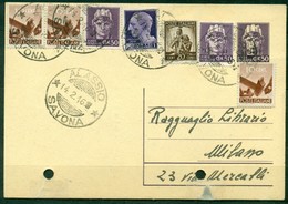 V9834 ITALIA LUOGOTENENZA 1946 Cartolina Postale C. 50 Fil. C120 Con Affrancatura Aggiuntiva (Democratica 10 C. X 3 +20 - Postal Parcels