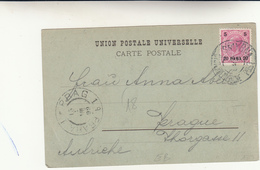 Smirne To Praga, Ufficio Austriaco. 20 Para Su 5 Kreuzer. Carte Postale 1899 - Lettres & Documents