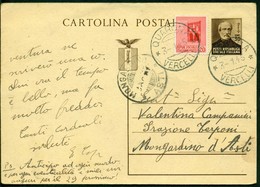 V9159 ITALIA RSI 1945 Cartolina Postale 30 C. Mazzini, Fil. C112, Interitalia 108,con Affrancatura Agguntiva, Da Quarona - Entiers Postaux