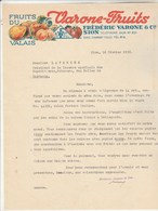 Suisse Facture Lettre Illustrée 16/2/1938 Frédéric VARONE Fruits Du Valais SION - Switzerland